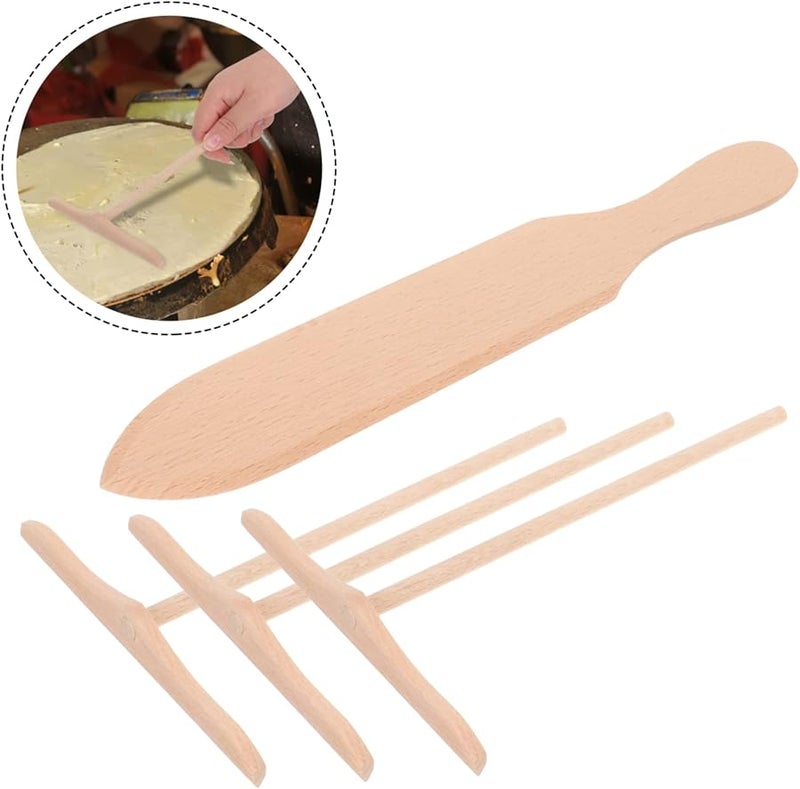ABOOFAN 2 Sets Beechwood Crepe Spreader and Spatula Kit Non Stick Pancake Maker Accessories - Image 3